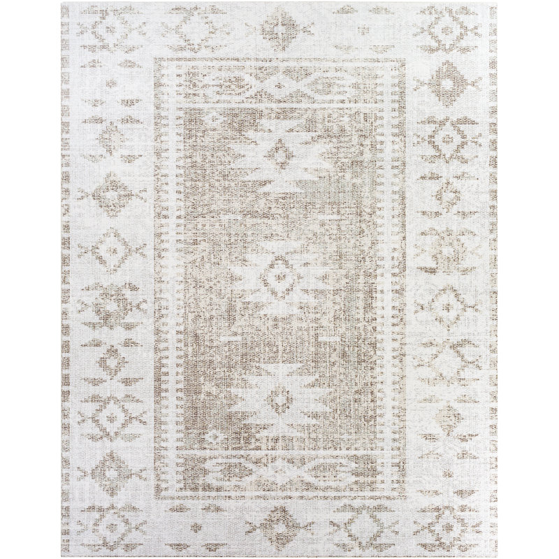 Leamon Vinyl Southwestern Indoor Rug, Rectangle 4'6" x 6'6"
