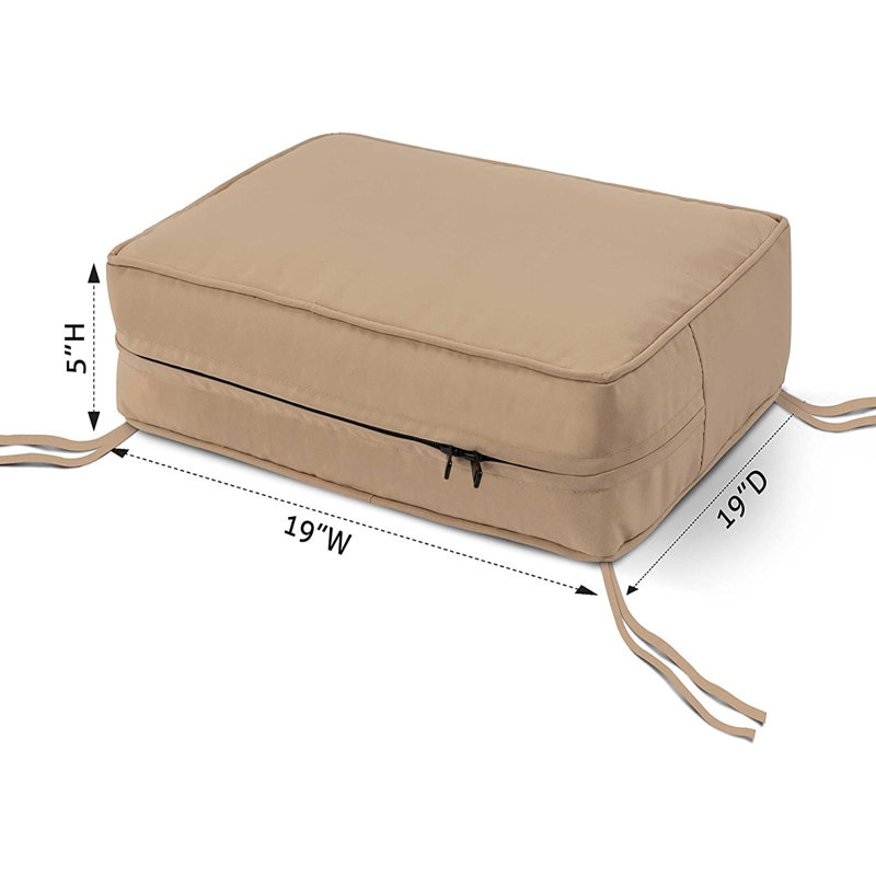 Indoor/Outdoor Seat Cushion, 12.7cm H x 48.3cm W x 48.3cm D, Beige