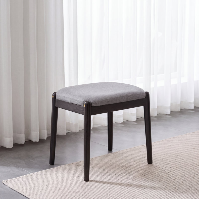 Tabouret de coiffeuse moderne en chêne massif avec siège rembourré
