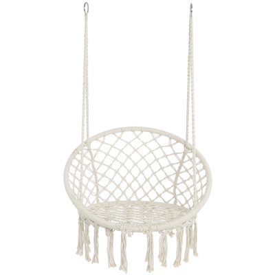 Macrame Hammock Swing Chair - Cotton Rope, Indoor/Outdoor, 330LBS