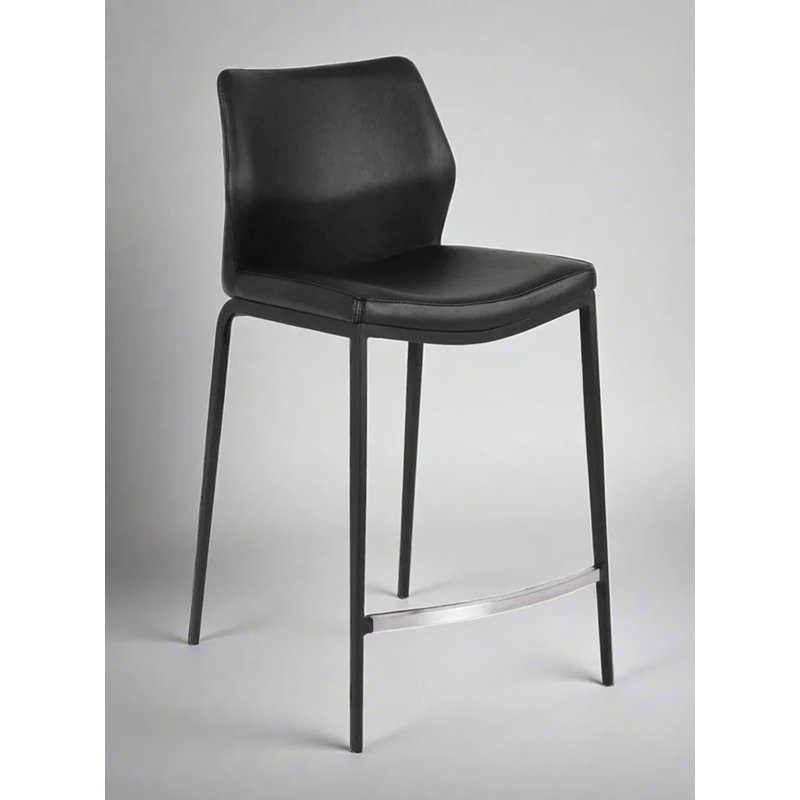 Tabouret en cuir Curve, Noir