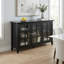 Armoire de rangement de style transitionnel de 62 po en bois massif avec portes vitrées et tablettes réglables Acadian-1531345187
