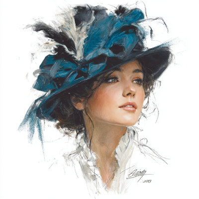 «Blue Feathered Beauty», art mural sur toile tendue