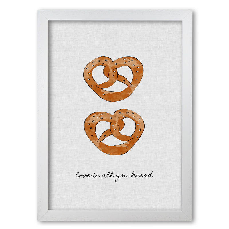 Love Is All You Knead - Print, White Grain Frame, 85 cm H x 60 cm W x 5 cm D
