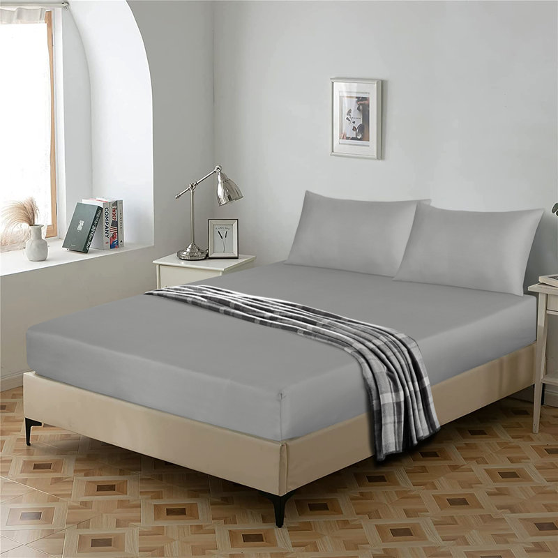 Egyptian-Quality Cotton sheet Flat, Silver, Super King (6')