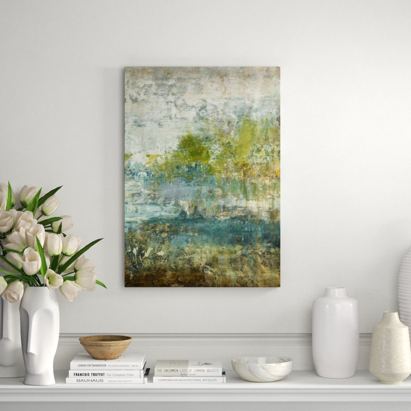 Reflecting Pool III Painting by Timothy O' Toole, Knife Gel, 34" H x 24" W x 1.5" D