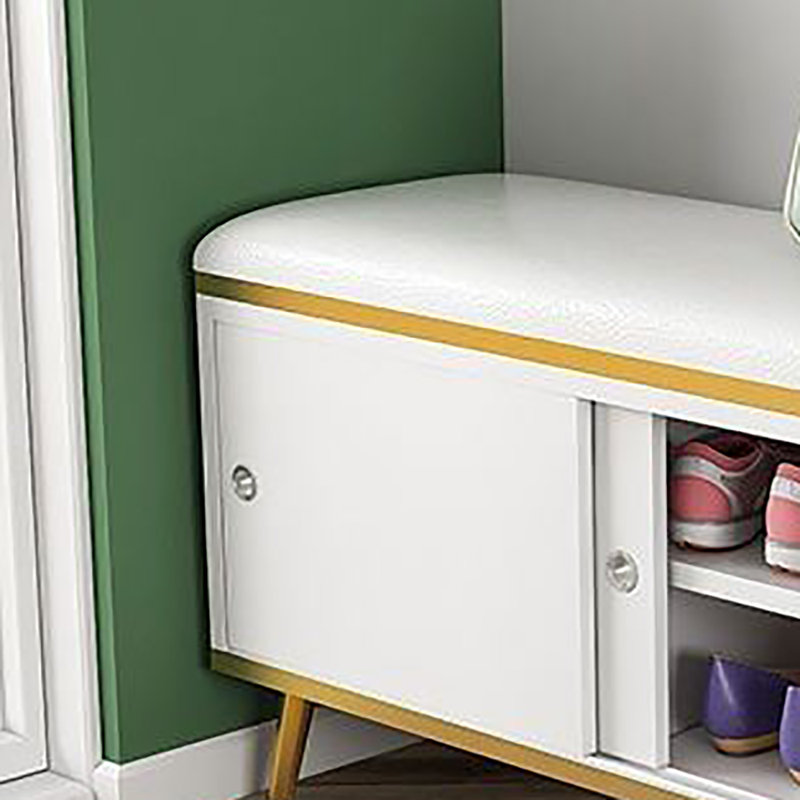 23.6'' Shoe Storage Bench, White/Gold