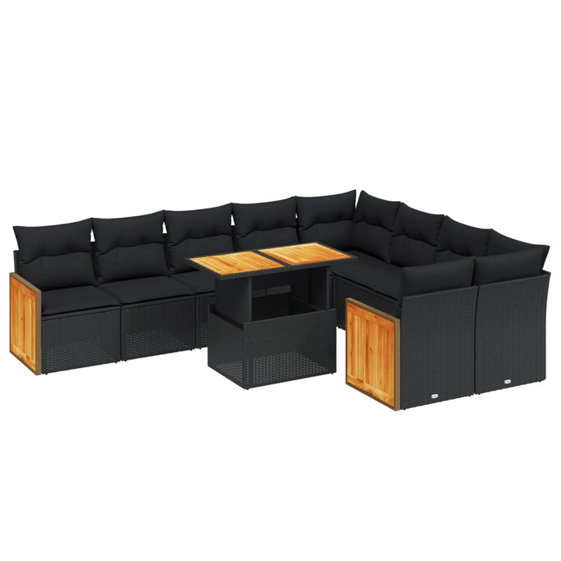  Ensemble de canapé de jardin noir