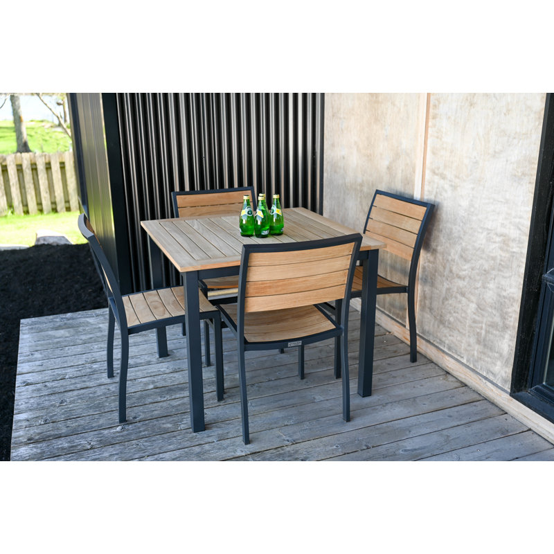 SoHo Teak Aluminum Outdoor Stacking Sidechair, Black