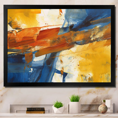 Evening Glow Abstract Orange And Royal Blue - Abstract Painting Wall Art