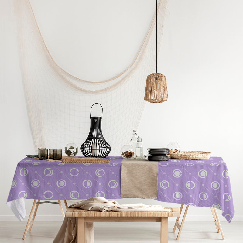 Classic Moon Phases Tablecloth, Purple/White