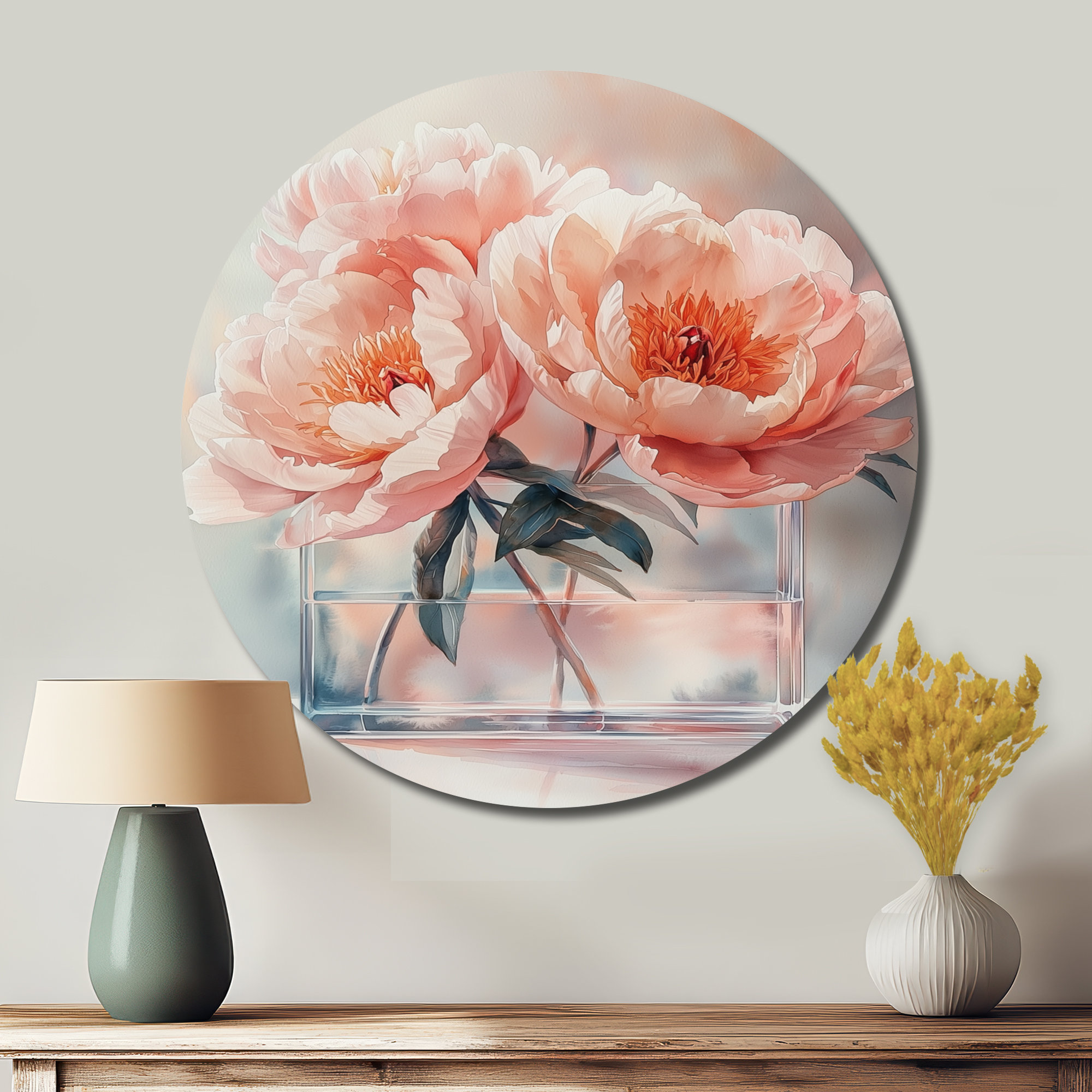 Winston Porter Floating Peonies In Vase Of Tranquility - Traditional ...