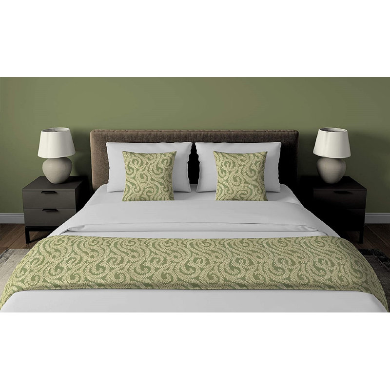 Petya Rayon Geometric Shapes Bedspread, Sage Green