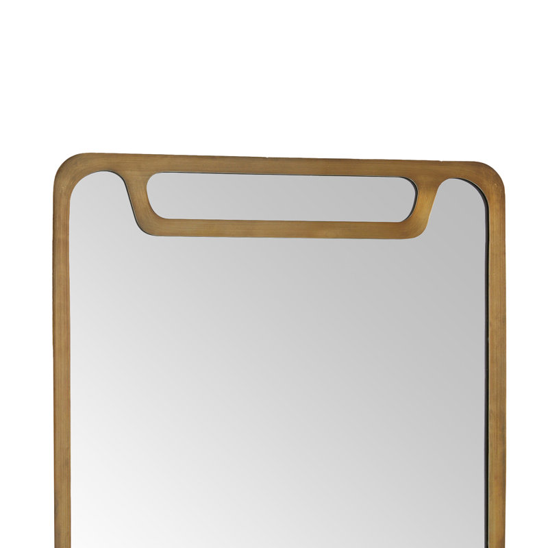 Dodger Rectangle Iron Mirror, Vintage Brass