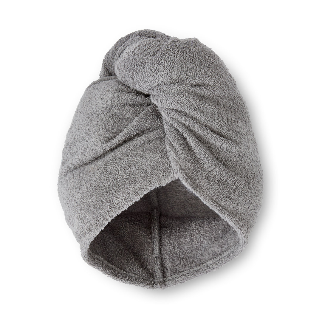 Catherine Lansfield 'Quick Dry' Cotton Turbie Head Wrap Towel Pair in Grey - Image 2
