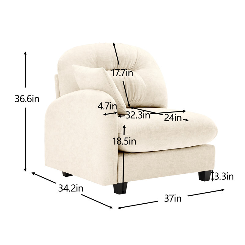Canapé LSF avec 1 coussin - beige