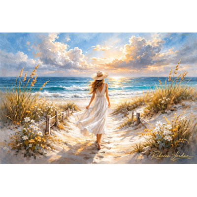 Sunlit Boardwalk Wrapped Canvas Wall Art