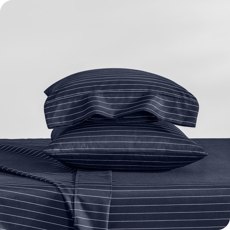 Midnight Pinstripe Queen Microfiber Deep Pocket Sheet Set