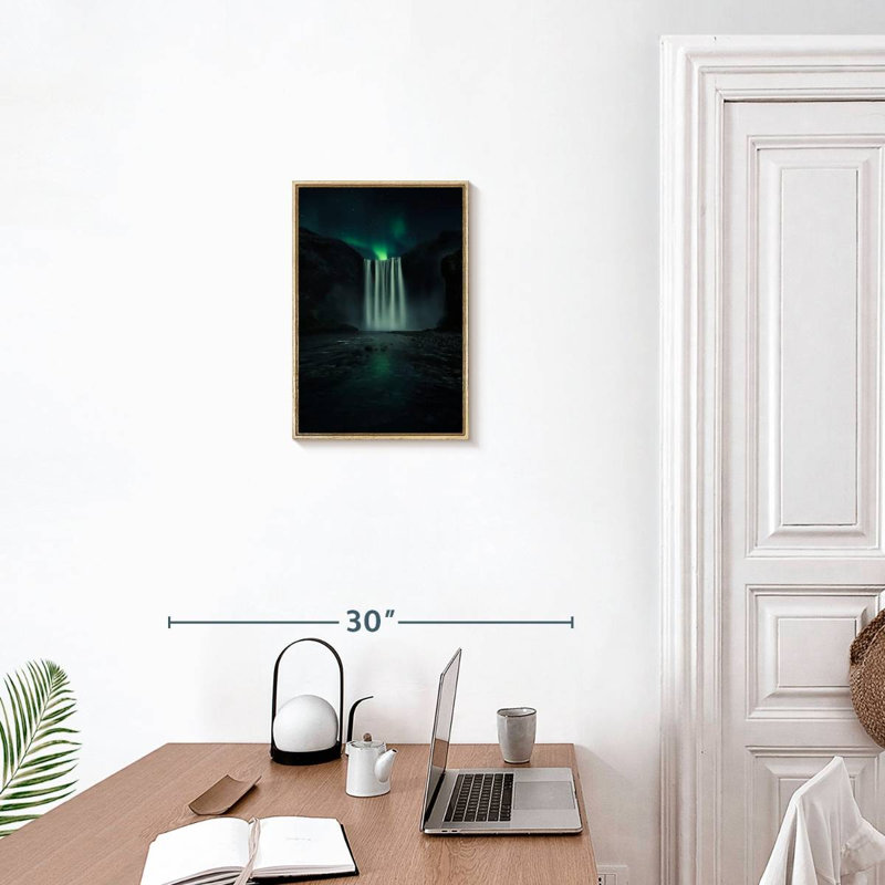 Nuit verte, Cadre flottant en bois naturel, 13 po x 19 po