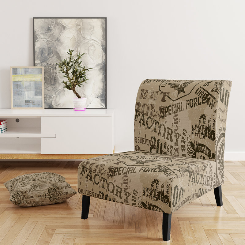 Brechta Vibrant Curve Design II - Velvet Upholstered Modern Slipper Chair, Brown/Dark Gray