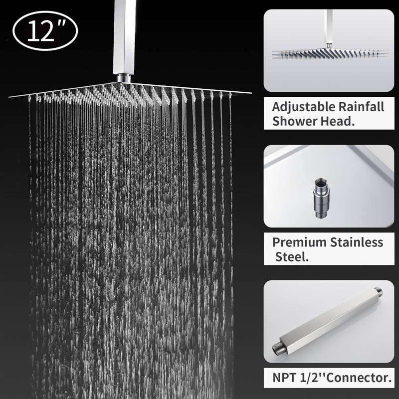Dual Function Complete Shower System with Rough in-Valve, Chrome