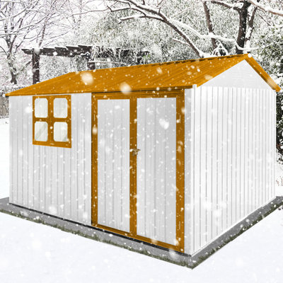 10Ftx8ft Outdoor Metal Storage - , Waterproof, With Lockable Door & Venting Window Garden Shed Door, Air Circulation Vent