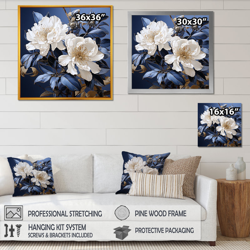 Minimalisme, bouquet de rhododendrons, impression sur toile, H 30 po x l 30 po x P 1 po, Cadre simple blanc