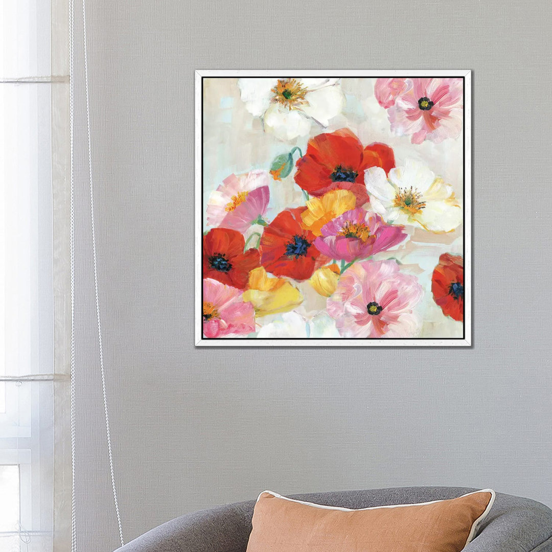 Konfetti Blumen II von Sally Swatland - Galerie-verpackte Leinwand Giclée auf Leinwand