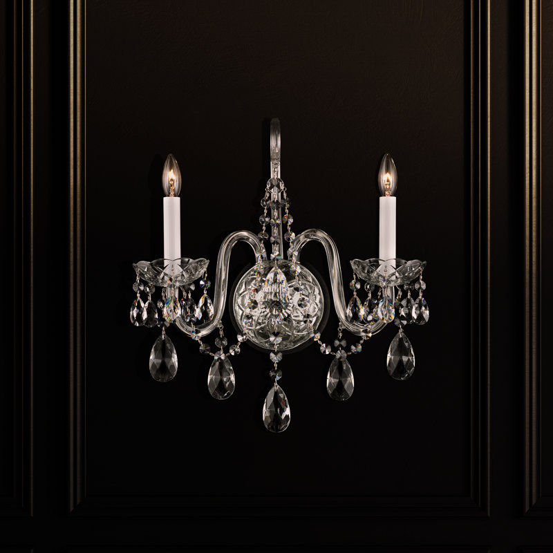 Arlington Dual-Light Polished Silver Crystal Sconce