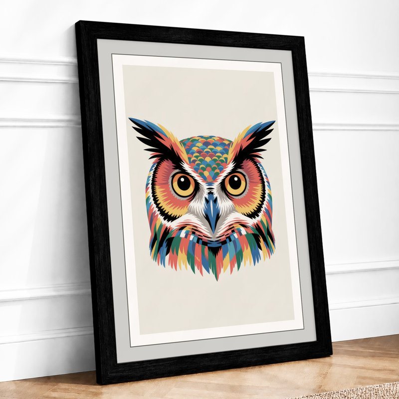 Geometric Owl Modern - Print, A2 - 59.4 x 42.0 cm, Black