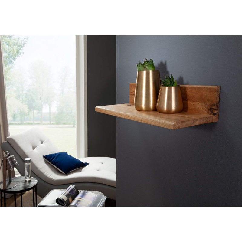 Frankfurt Oak Solid Wood Floating Shelf, 19cm H x 49cm W x 20cm D