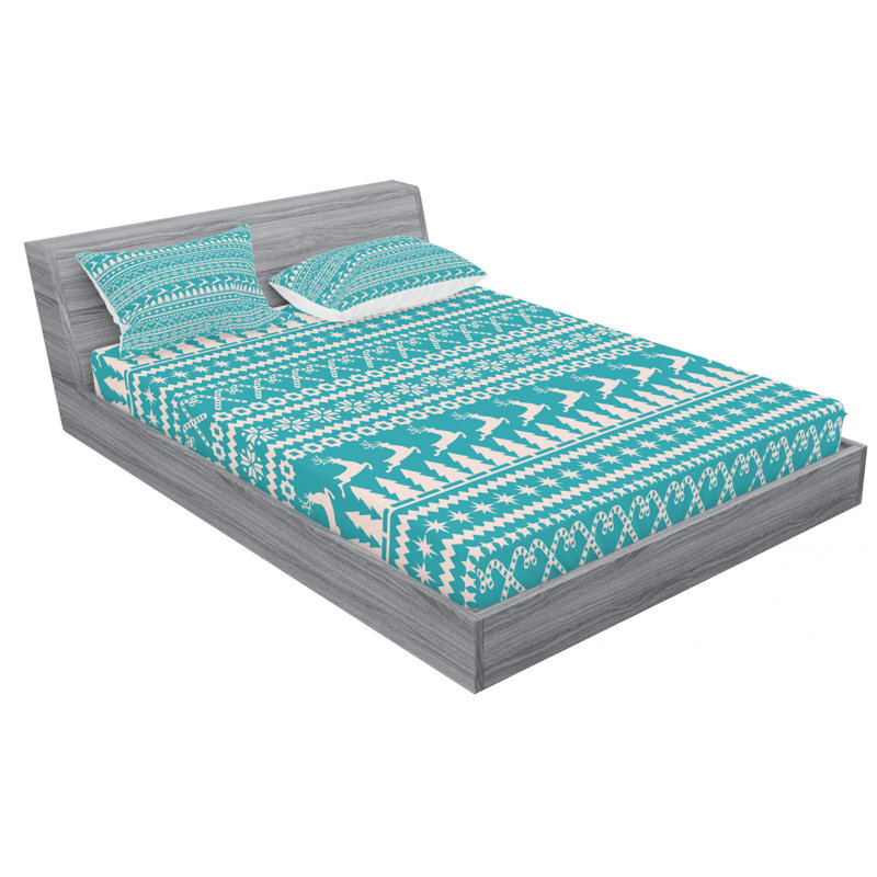 Microfiber Geometric Sheet Set, Queen Sheet Set + Fitted Sheet + 2 Pillowcases