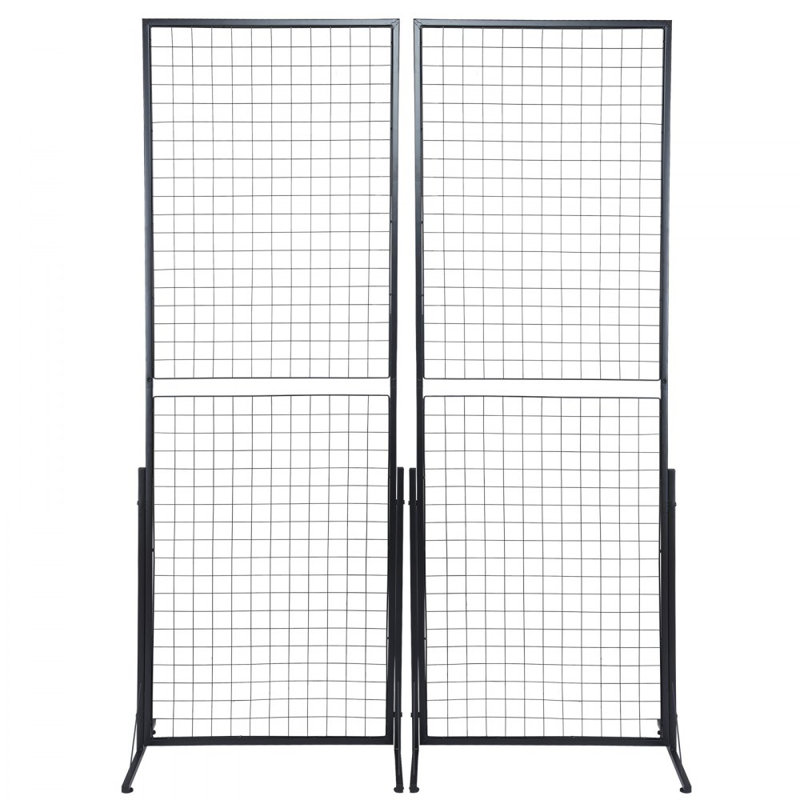 2' x 5.6' Grid Wall Panels Tower, Wire Gridwall Display Racks with T-Base Floorstanding, Double Side Gridwall Panels for Art Craft Shows, Retail Display with Extra Clips and Hooks