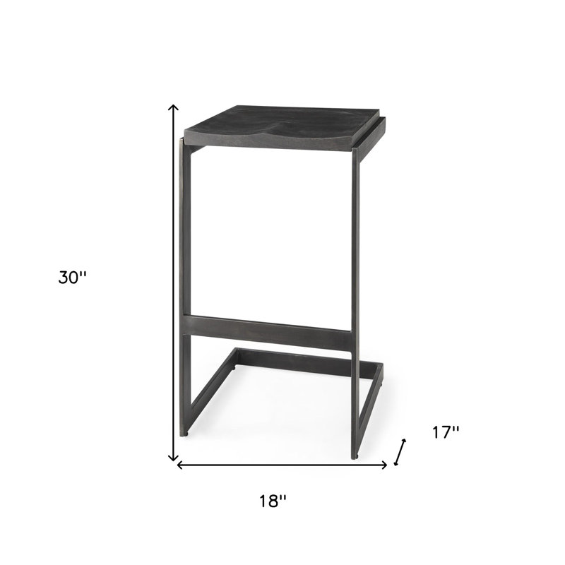 Bois noir effronté et métal, Noir, Tabouret de bar (siège d'une hauteur de 30 po)