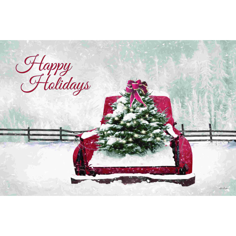 Camion rouge rouillée «Happy Holidays», H 24 po x l 36 po