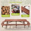 Table de pique-nique avec bancs pour 14 à 16 personnes, table rectangulaire d'extérieur en bois de 8 pieds de long