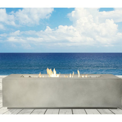 Creamy Concrete Fire Pit - Propane Fueled, For Outdoor Use In White Modern Table Driven, Heat- Cream Hue
