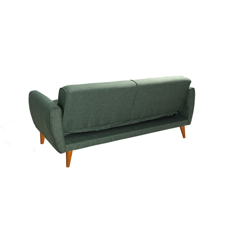 80.7'' Upholstered Tufted Convertible Sofa, Green 100% Linen
