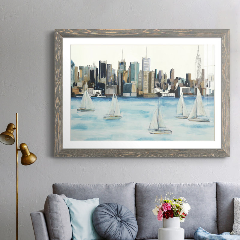 Boat City Boat City - peinture encadrée, H 23,5 po x l 31,5 po x P 1,5 po, Cadre en papier gris, Oui