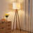 60.6" Modern Rustic Tripod Floor Lamp with Solid Rubber Wood Legs, Linen Drum Shade, Adjustable Height, Foot Switch Control, cULus Certified for Living Room Side Tables, Bedroom Corners, Home Offices or Study Rooms-1430756567