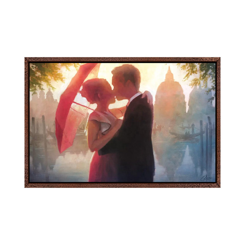 Red Umbrella In Venice by Christopher Clark - Floater Frame Print on Canvas, 101.6 cm H x 66.04 cm W