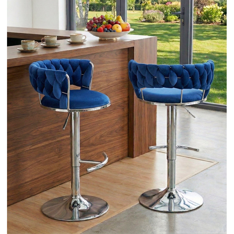 Tabourets de bar réglables Glam, Bleu