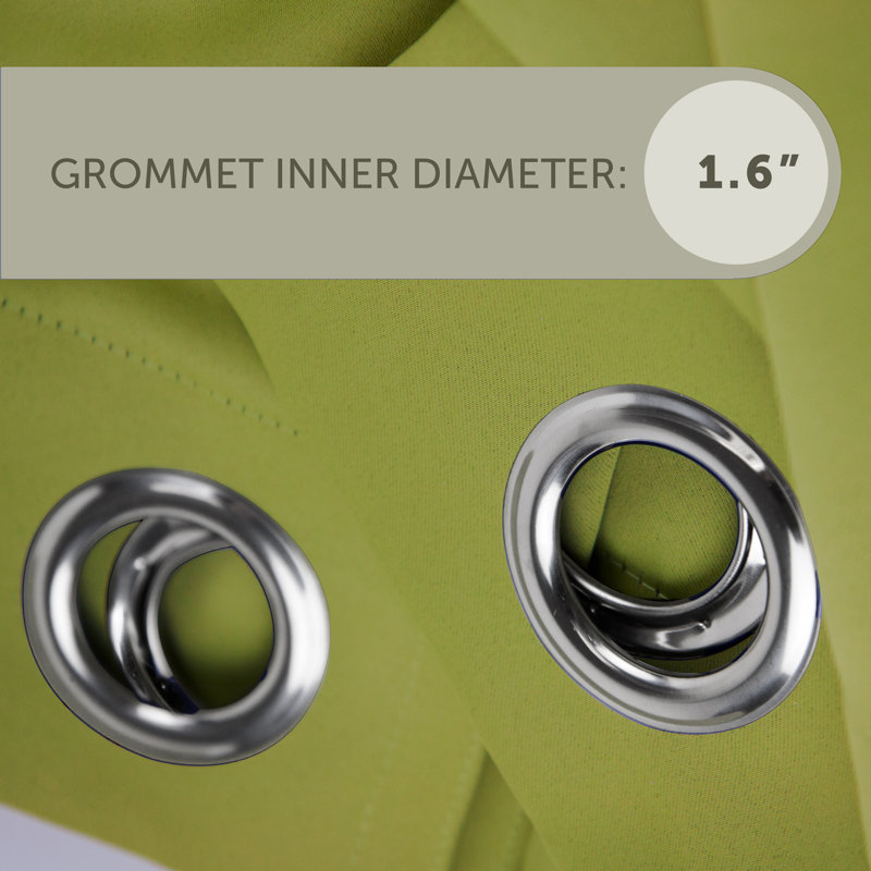 Panneau de rideau simple obscurcissant synthétique avec œillets Polen Drapery, 180 po x 96 po, Vert