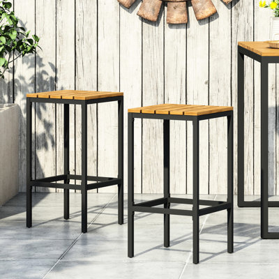 Tabourets de bar modernes en bois, 2 pièces, structure thermolaquée robuste de 2, métal
