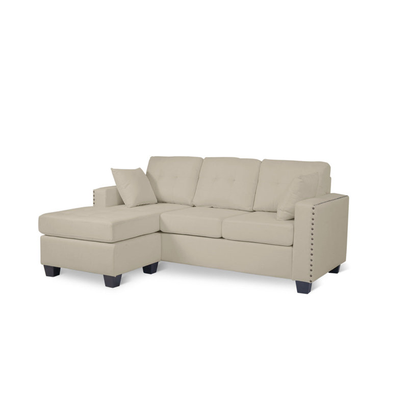 Canapé modulaire 2 pièces Kyneshia, Tissu beige