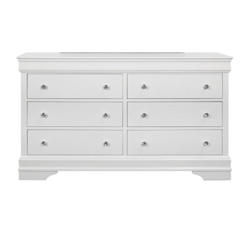 Shaker Crocodile Metallic White Dresser, White
