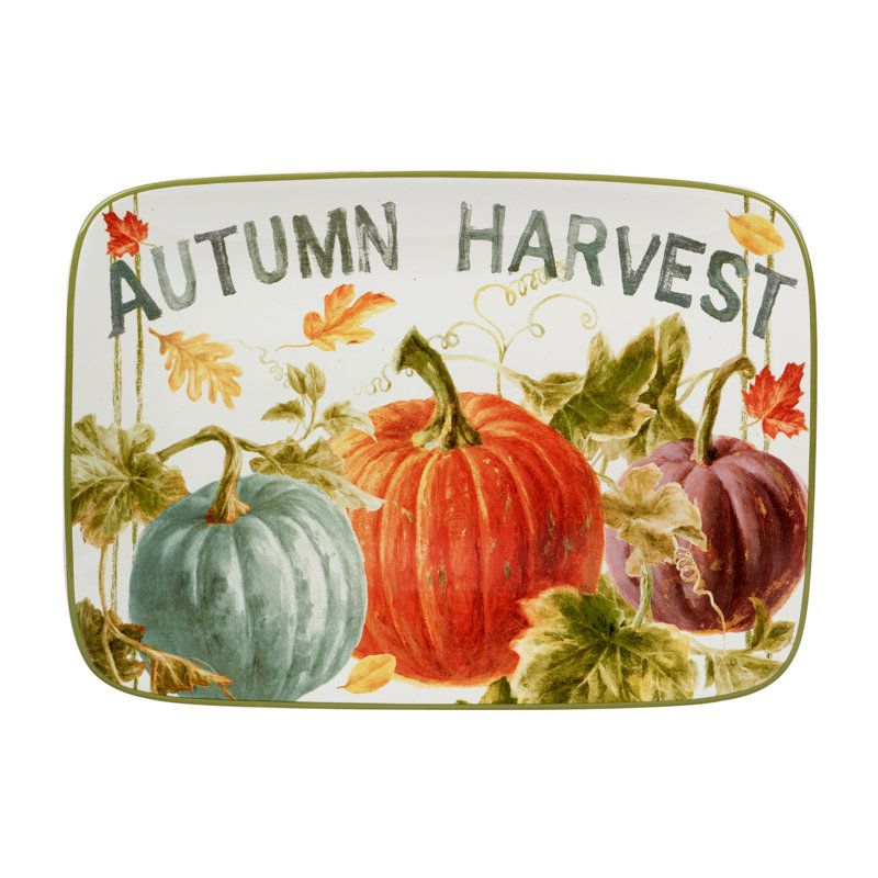Plateau rectangulaire certifié International Autumn Harvest 14 po x 10 po
