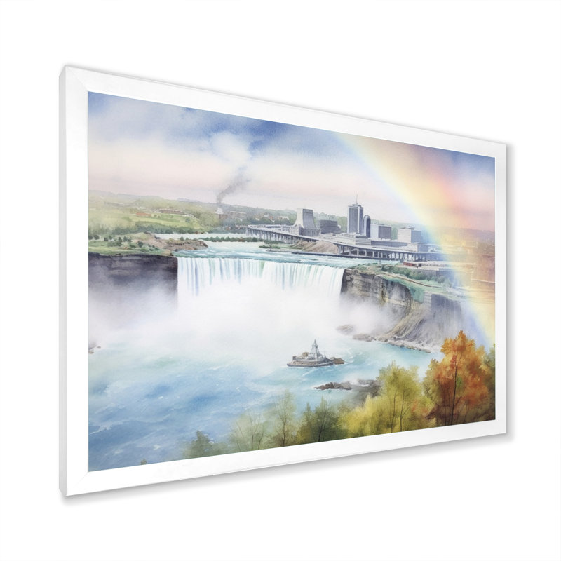 «Nigara Falls Dreams Waterfall I», reproduction sur toile, H 34 po x l 44 po x P 1,5 po, Cadre photo blanc