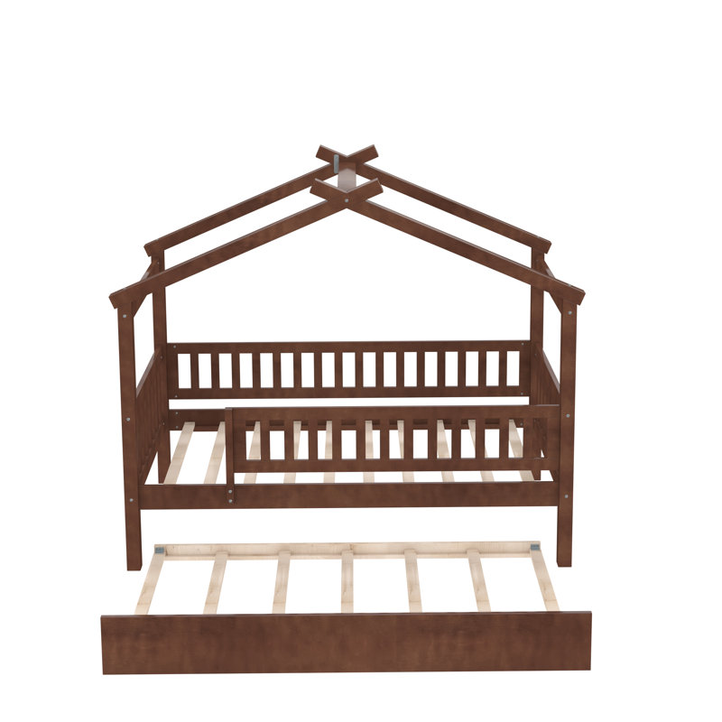 Pisinemo House Beds with Trundle, Walnut, Twin