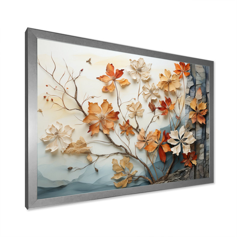 «Peach Grey Tree Tree Whispering Maple II», reproduction sur toile, Cadre photo argenté, H 16 po x l 32 po